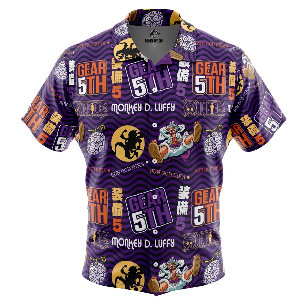 Luffy Gear 5 Sun God Nika V3 One Piece Pirates Button Up Hawaiian Shirt