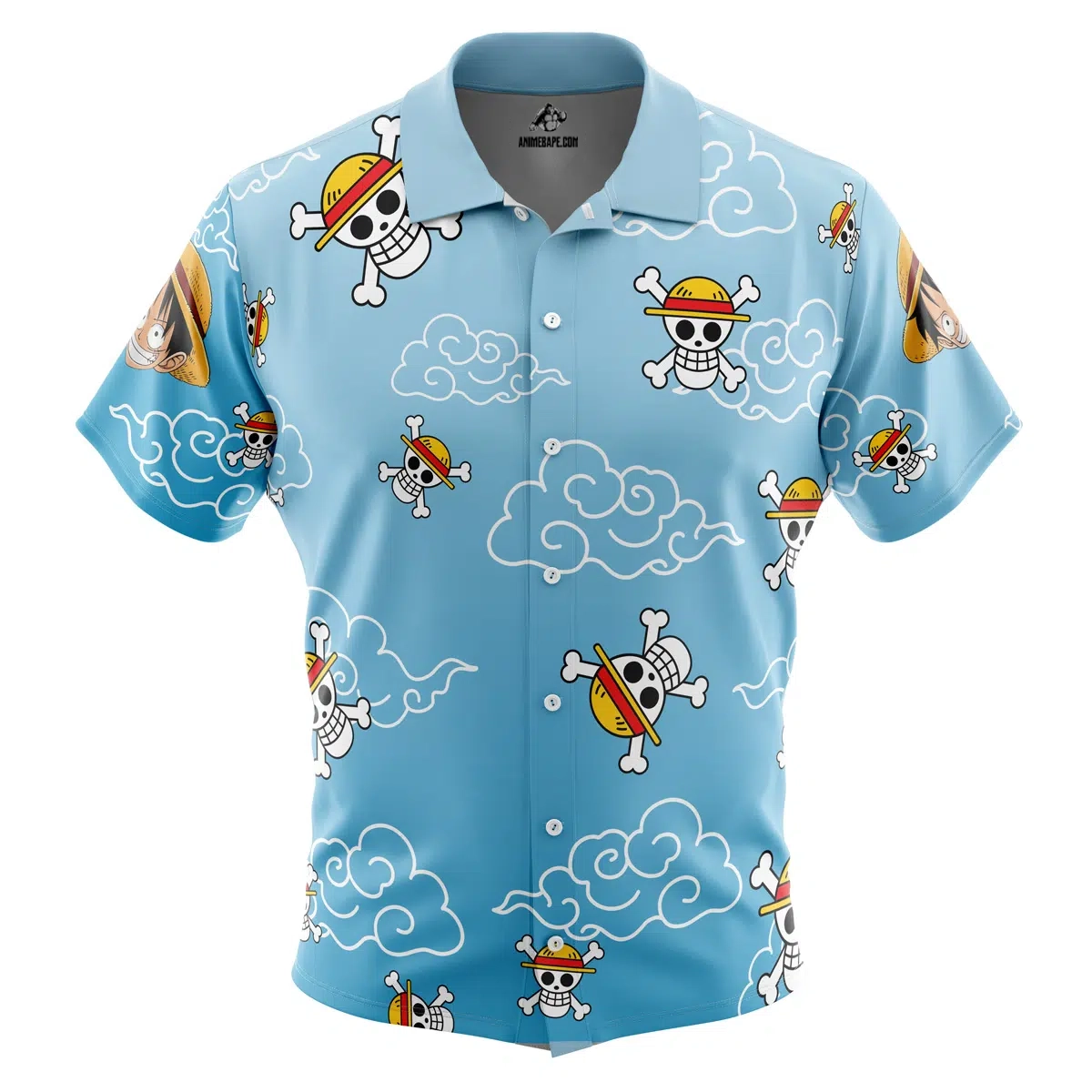 Luffy Pattern One Piece Pirates Button Up Hawaiian Shirt