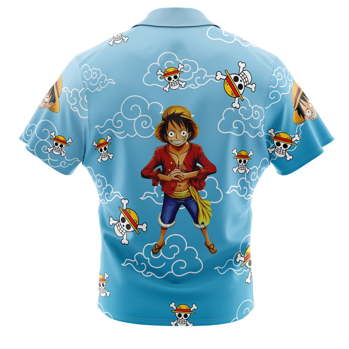 Luffy Pattern One Piece Pirates Button Up Hawaiian Shirt