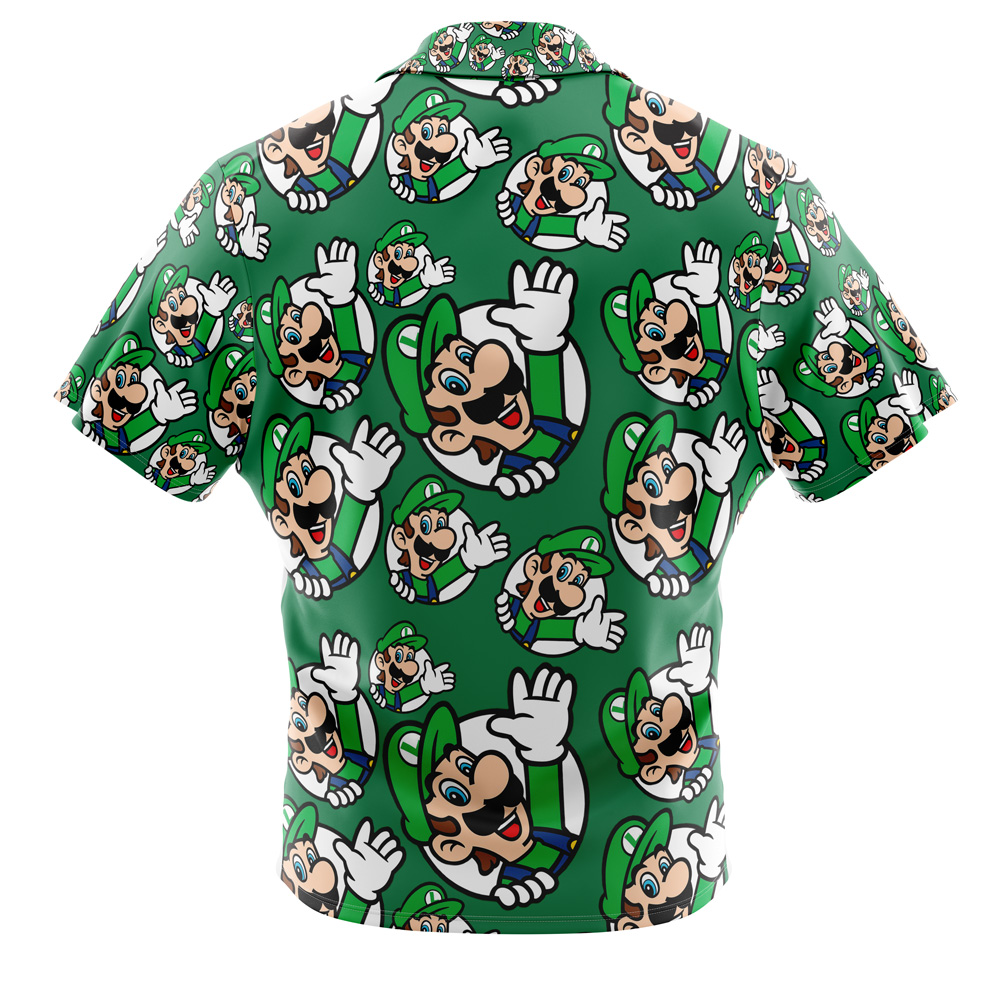 Luigi Super Mario Button Up Hawaiian Shirt