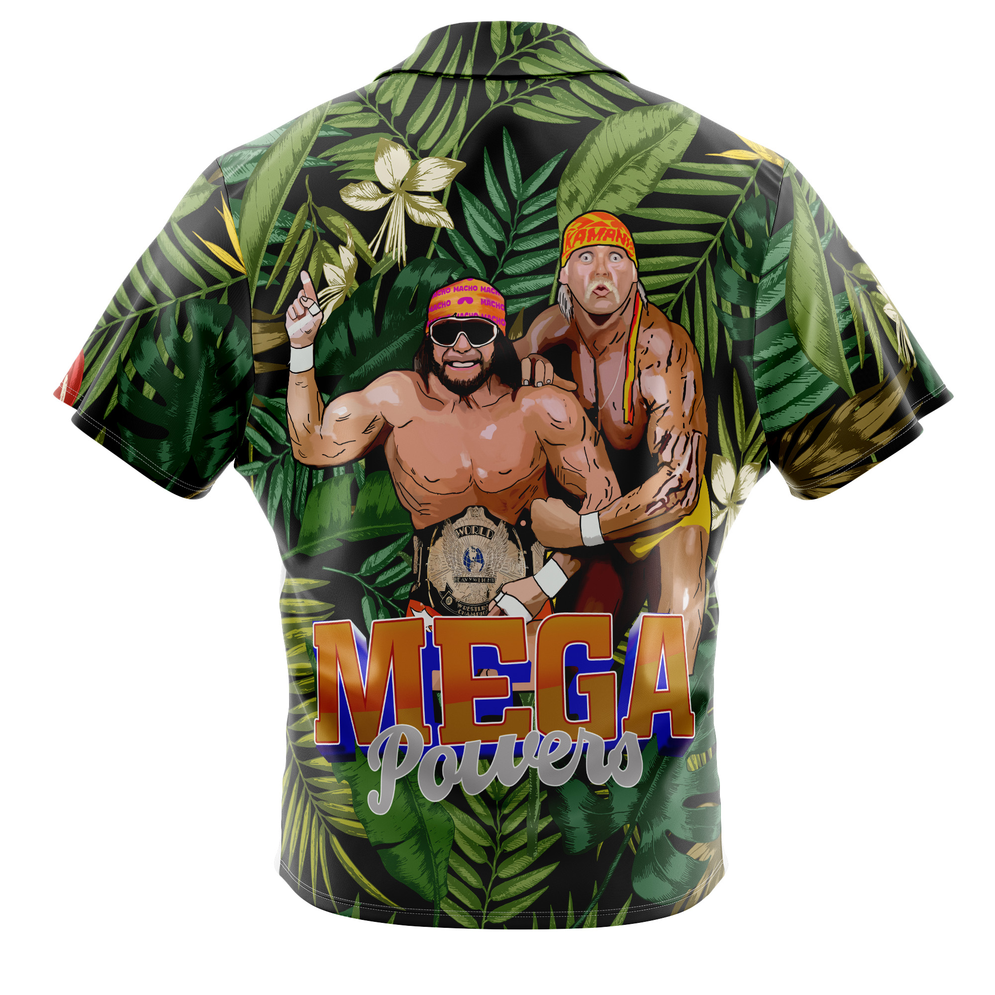 Macho Man And Hulkmania Power Pro Wrestling Button Up Hawaiian Shirt -BXCS–1-3