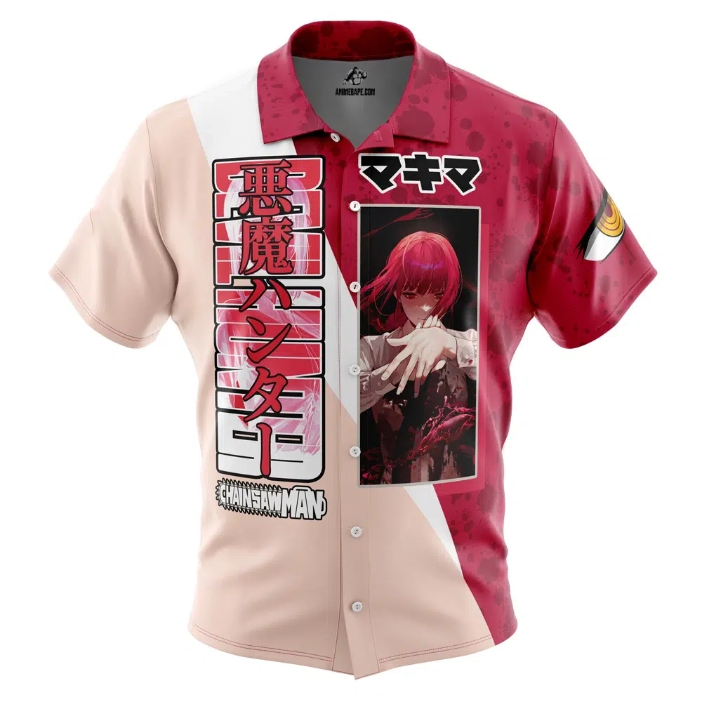 Makima Chainsaw Man Button Up Hawaiian Shirt 2
