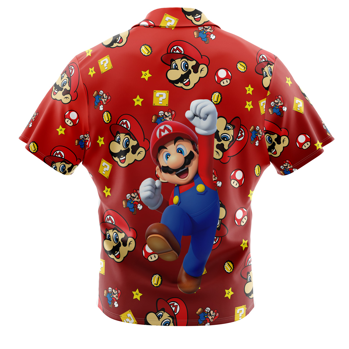 Mario Bros Pattern Mario Bros Button Up Hawaiian Shirt