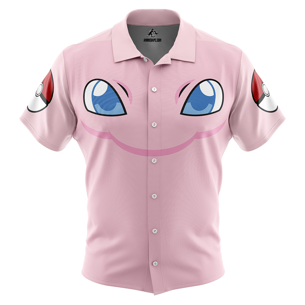 Mew Face Pokemon Button Up Hawaiian Shirt