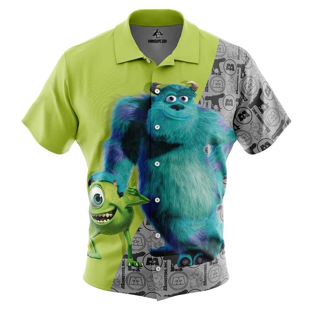 Mike and Sully Monsters Inc Button Up Hawaiian Shirt