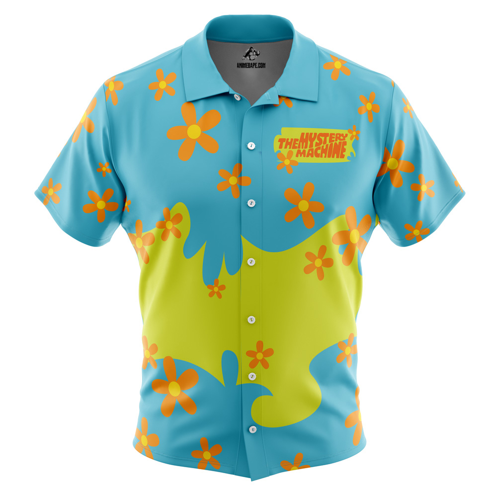 Mystery Machine Pattern Scooby Doo Button Up Hawaiian Shirt