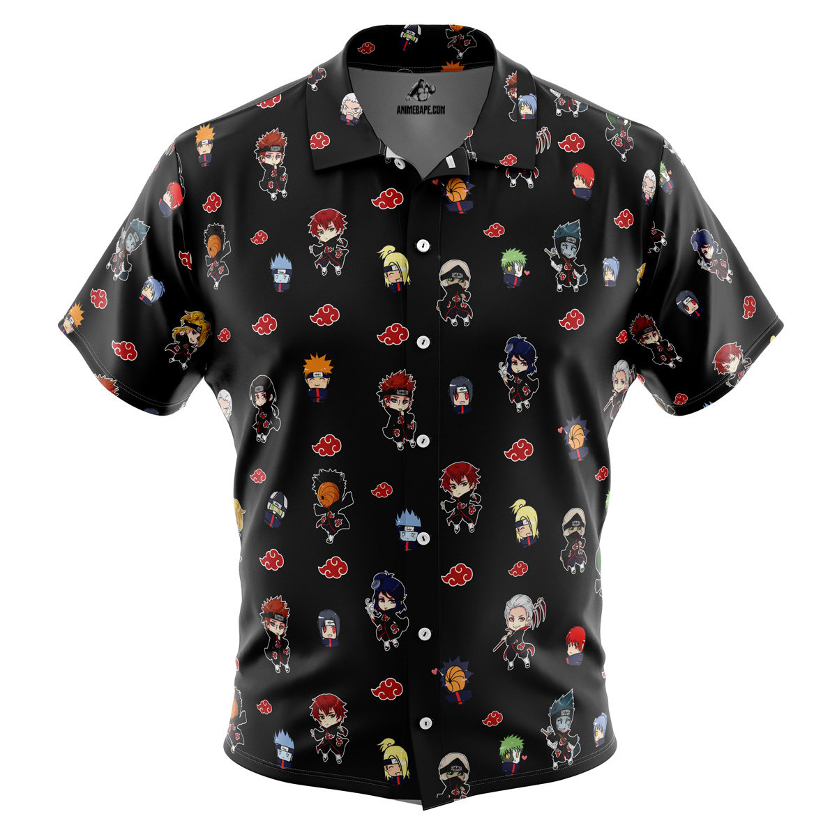 Naruto Chibi Akatsuki Pattern Button Up Hawaiian Shirt