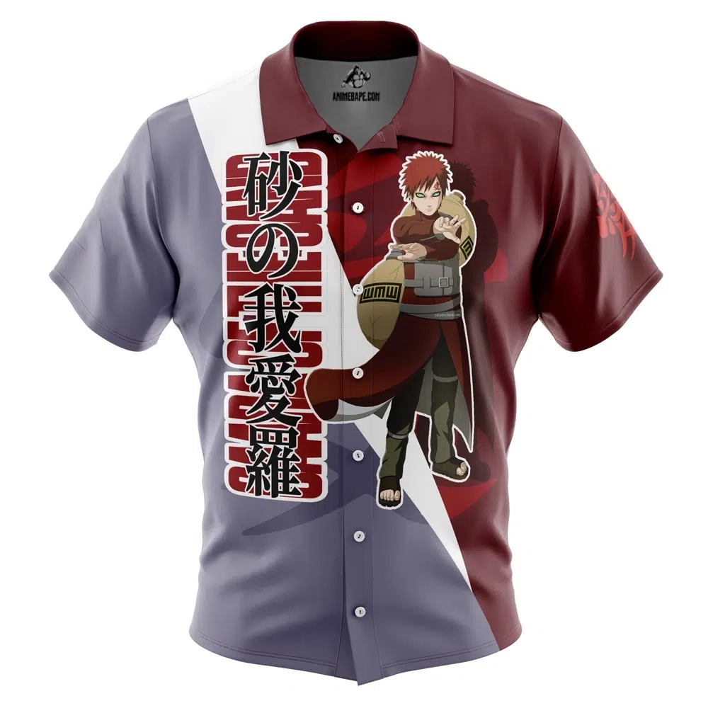 Naruto Gaara Shippuden Button Up Hawaiian Shirt