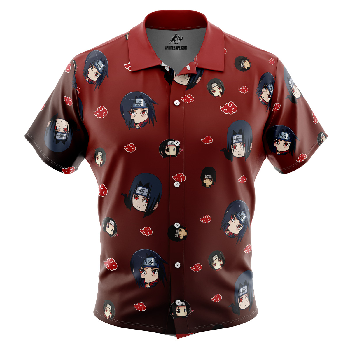 Naruto Itachi Uchiha Pattern Button Up Hawaiian Shirt