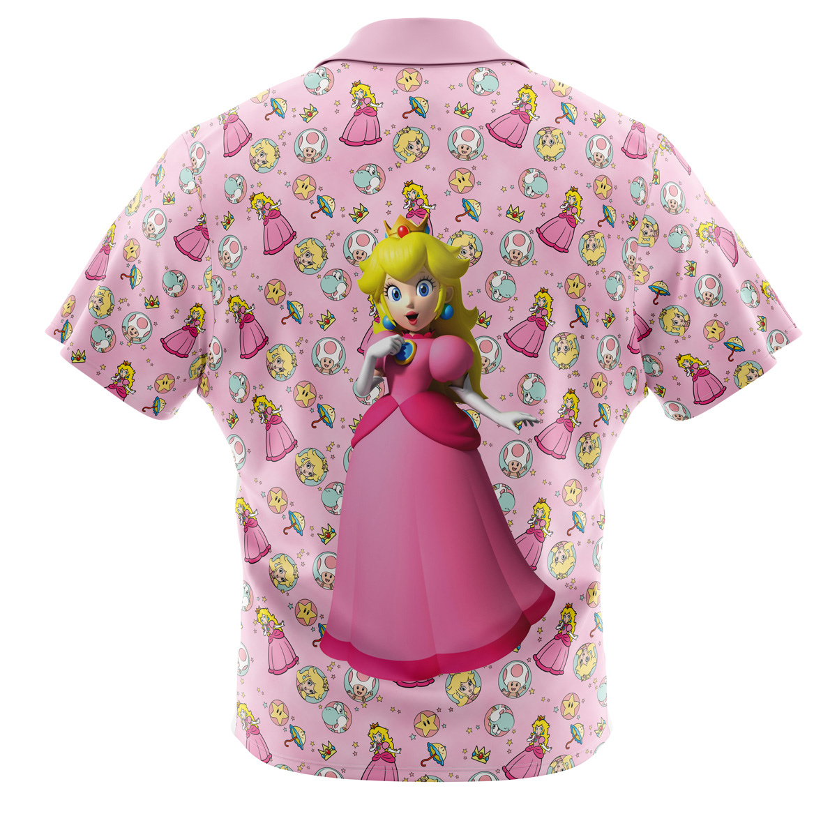 Peach Pattern Mario Bros Button Up Hawaiian Shirt