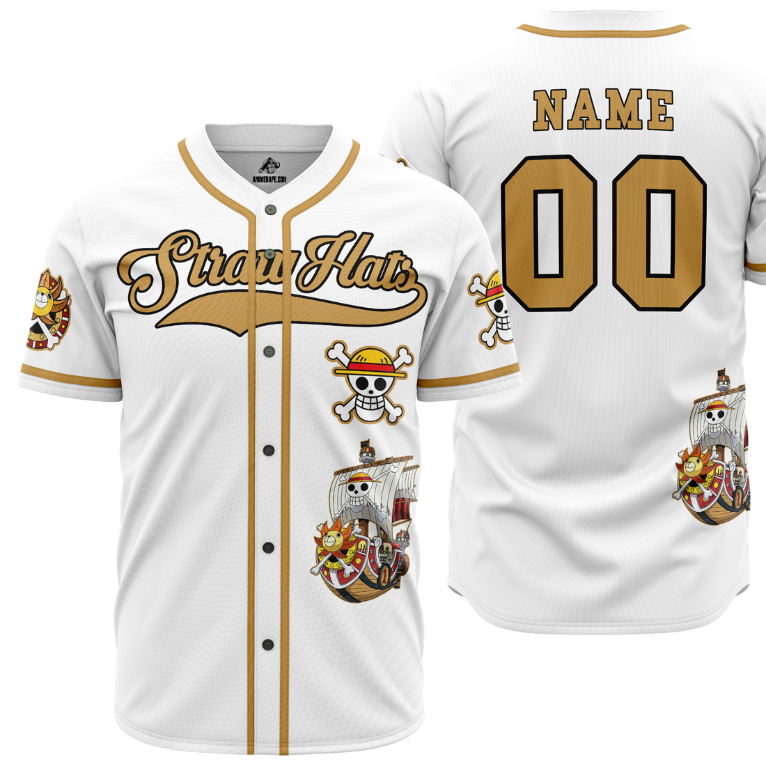 Personalized White Straw Hats One Piece Pirates Baseball Jersey
