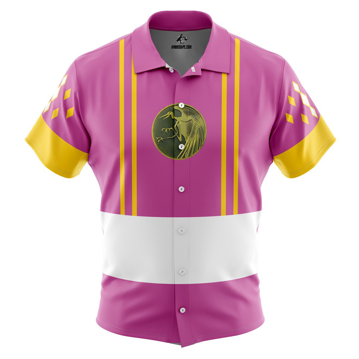 Pink Ranger Ninjetti Mighty Morphin Power Rangers Button Up Hawaiian Shirt