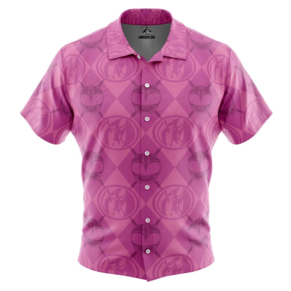 Pink Ranger Pattern Power Rangers Button Up Hawaiian Shirt