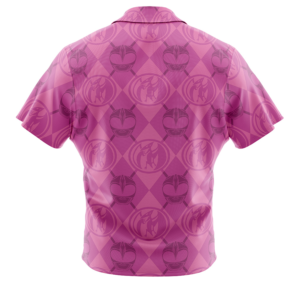 Pink Ranger Pattern Power Rangers Button Up Hawaiian Shirt