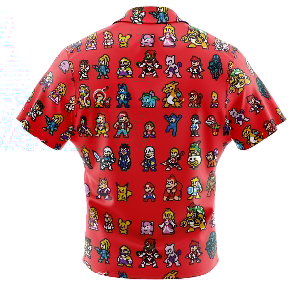 Pixel Smash Super Smash Bros Button Up Hawaiian Shirt