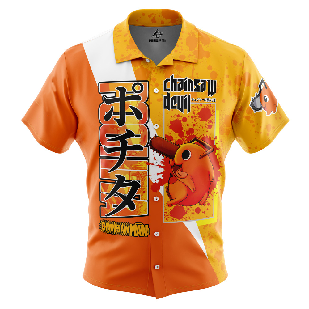 Pochita Chainsaw Man Button Up Hawaiian Shirt