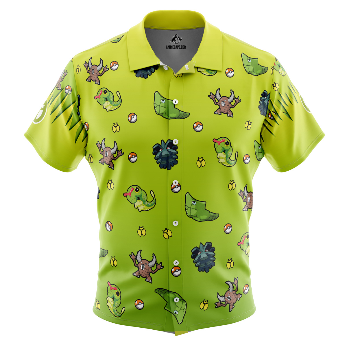 Pokemon Bug Type Pattern Button Up Hawaiian Shirt