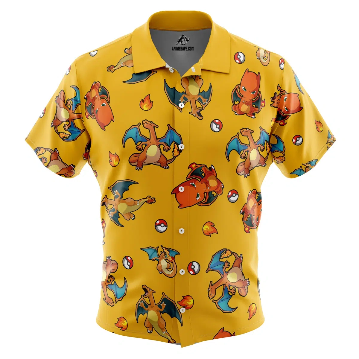 Pokemon Charizard Pattern Button Up Hawaiian Shirt