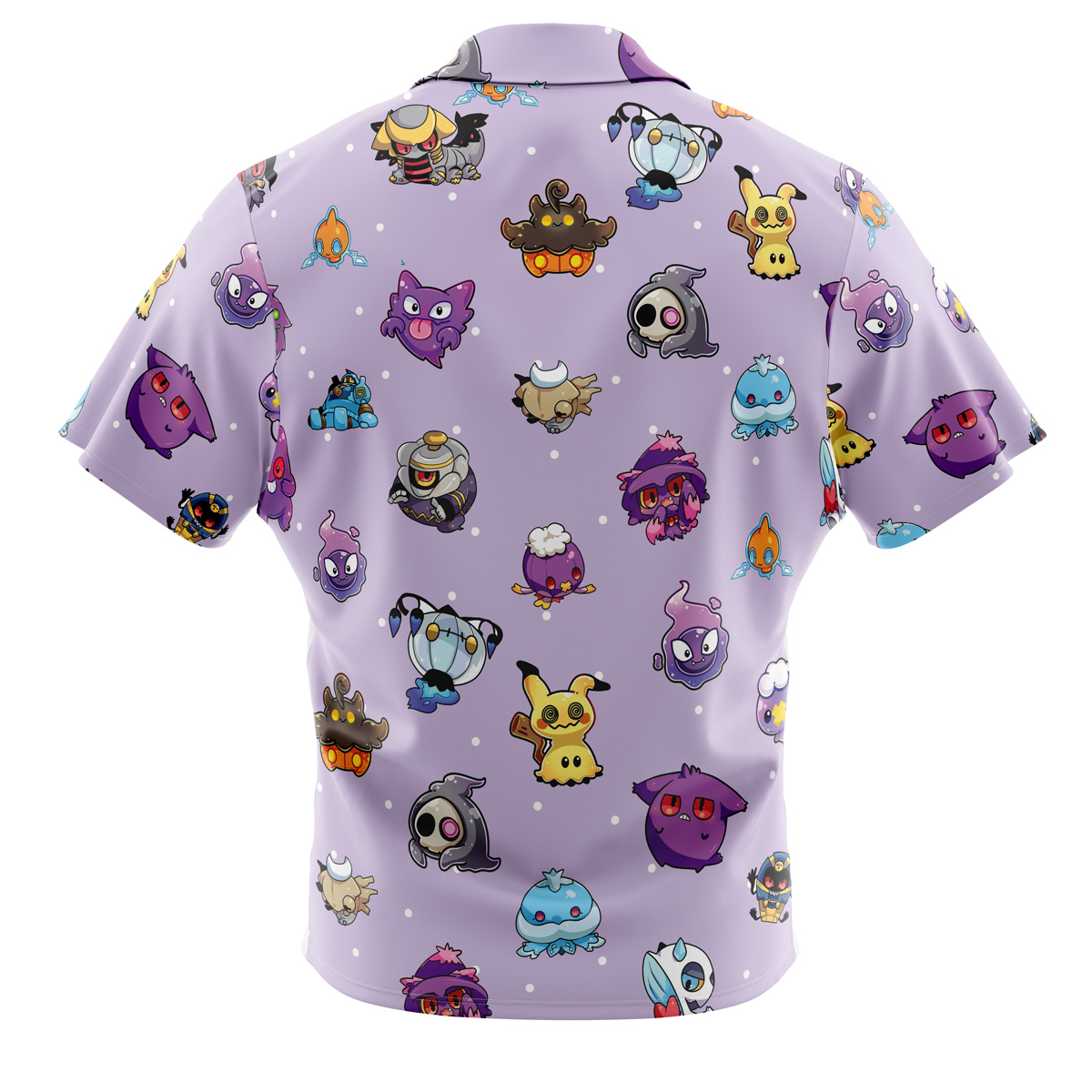 Pokemon Chibi Ghost Pattern Button Up Hawaiian Shirt