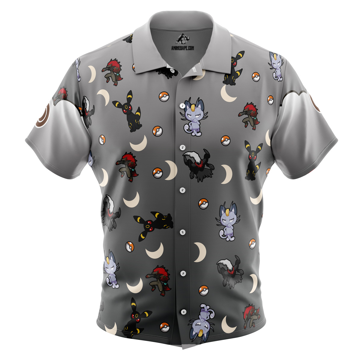 Pokemon Dark Type Pattern Button Up Hawaiian Shirt