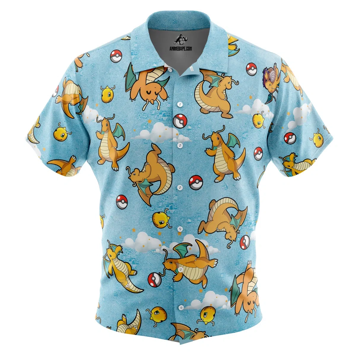 Pokemon Dragonite Pattern Button Up Hawaiian Shirt