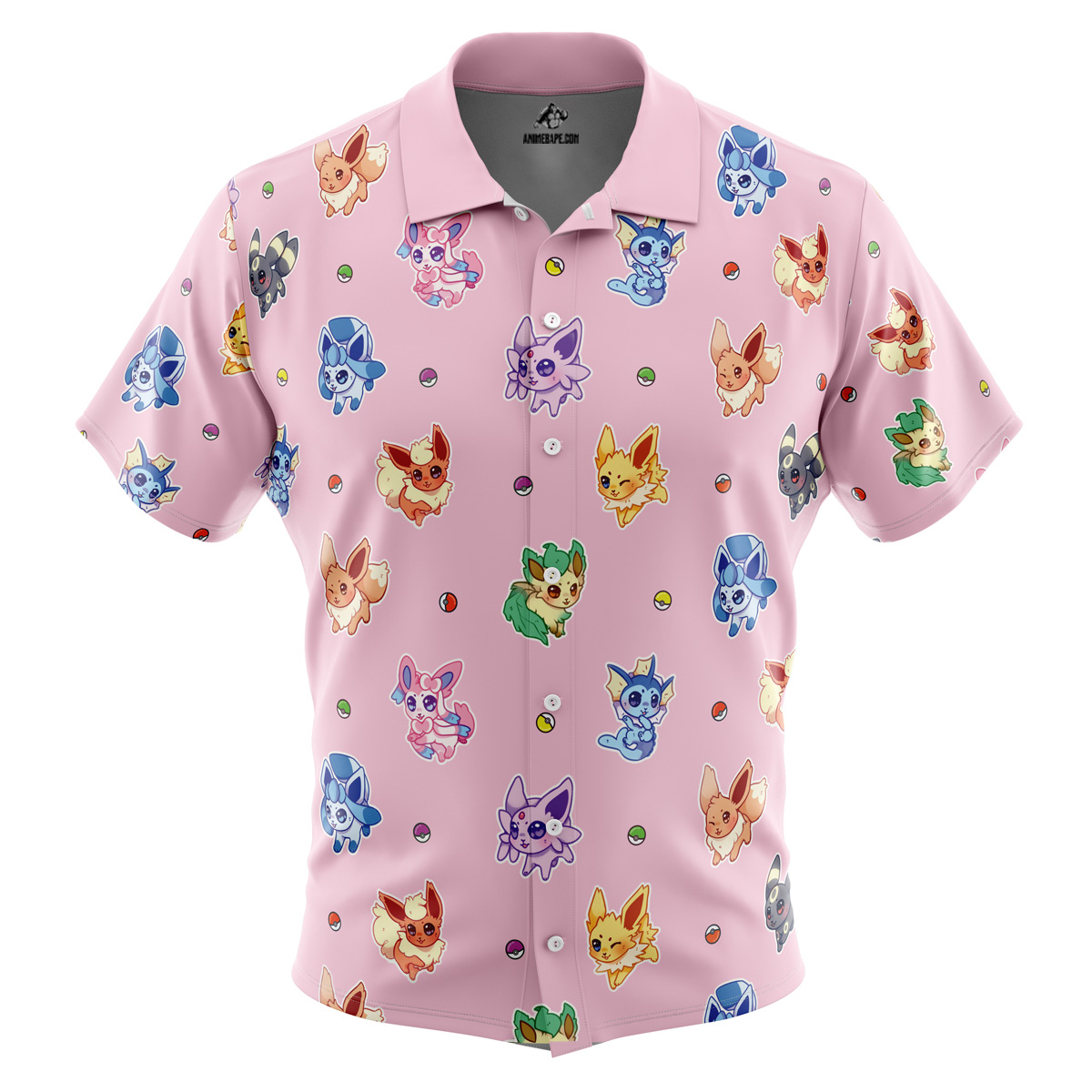 Pokemon Eevelutions Pattern Pattern Button Up Hawaiian Shirt