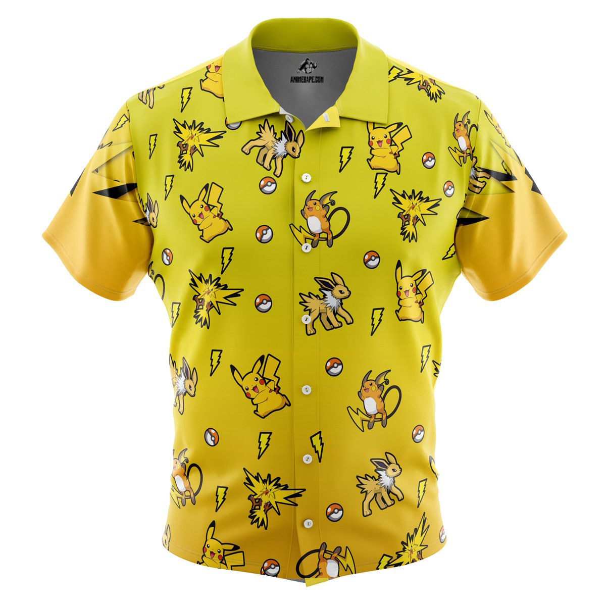 Pokemon Electric Type Pattern Button Up Hawaiian Shirt