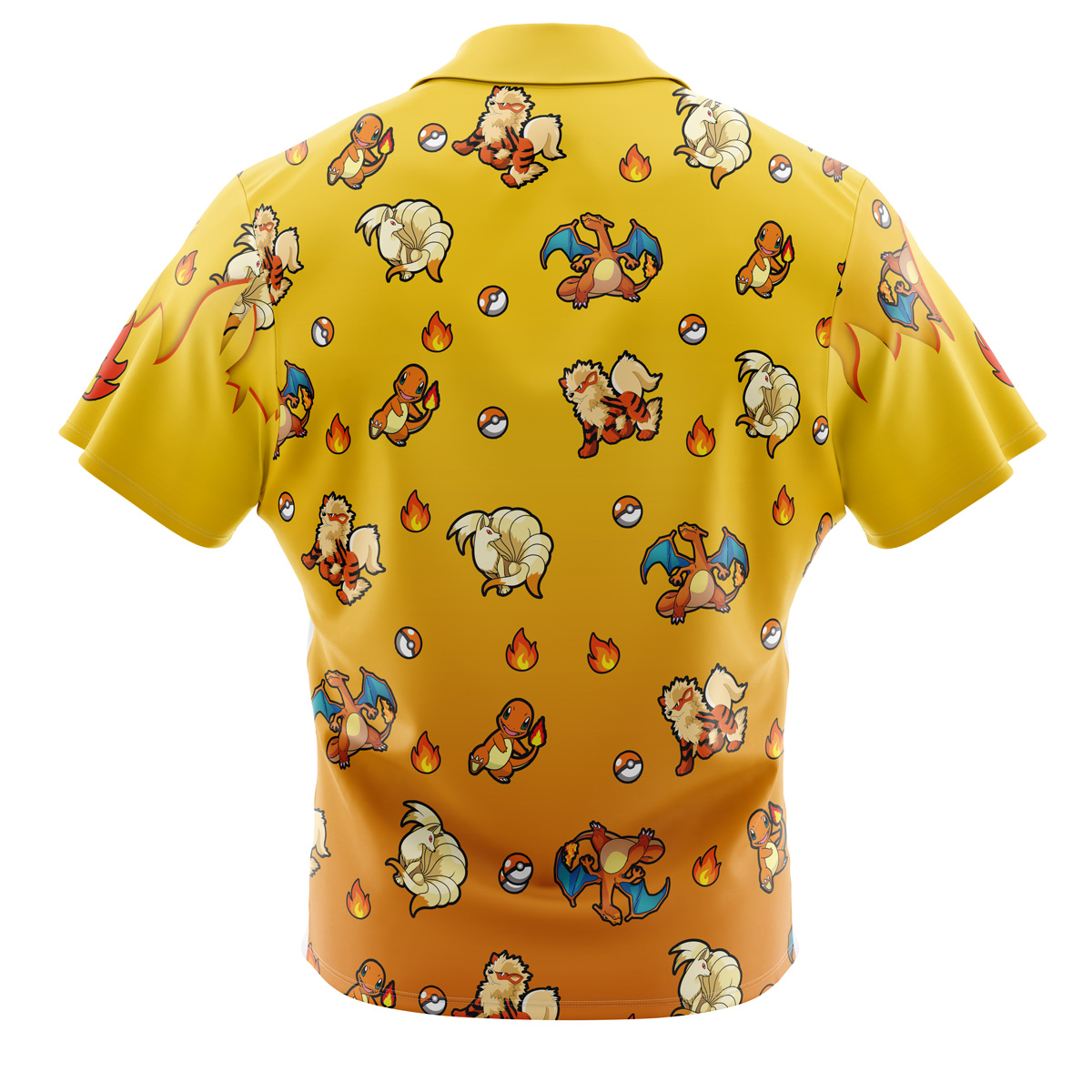 Pokemon Fire Type Pattern Button Up Hawaiian Shirt