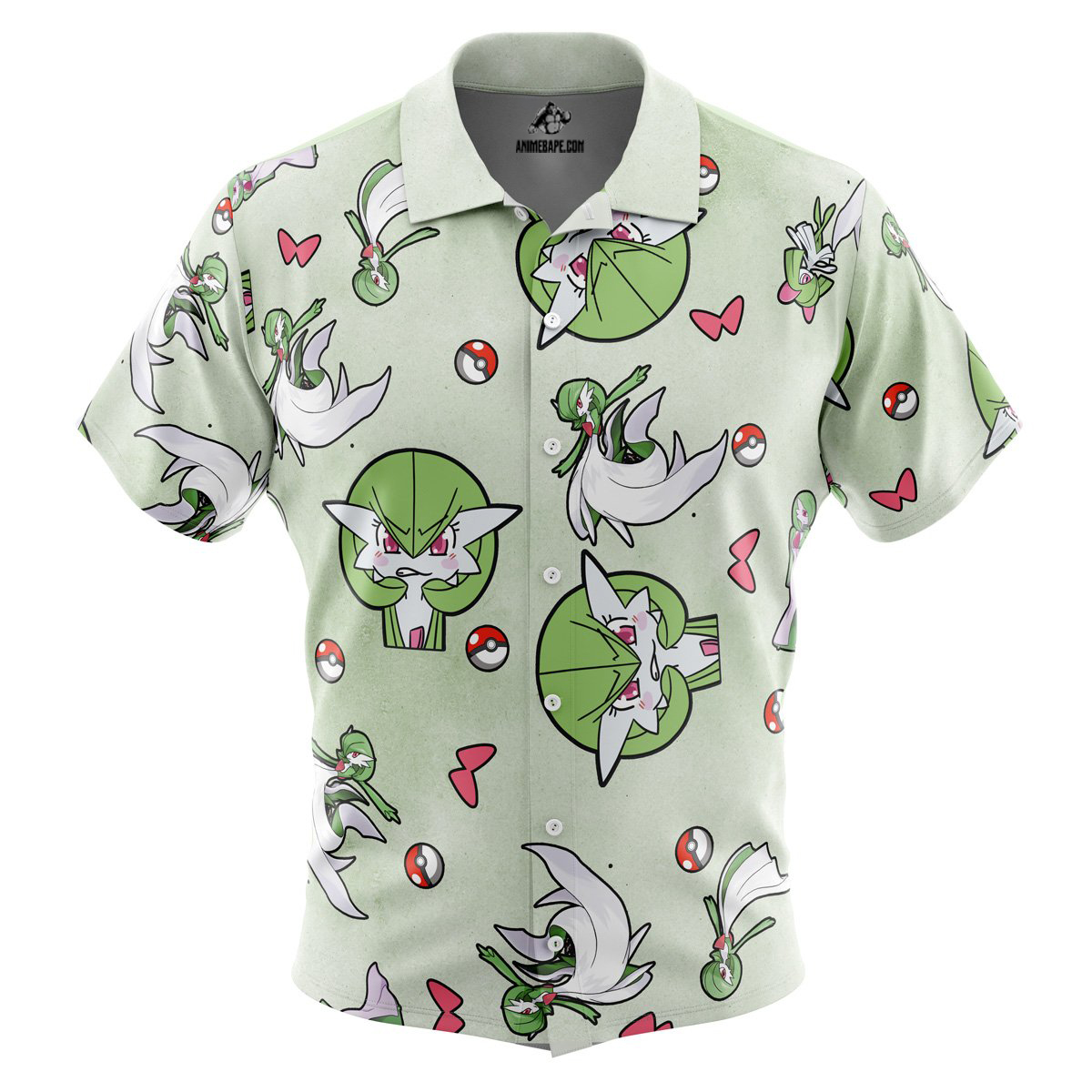 Pokemon Gardevoir Pattern Button Up Hawaiian Shirt