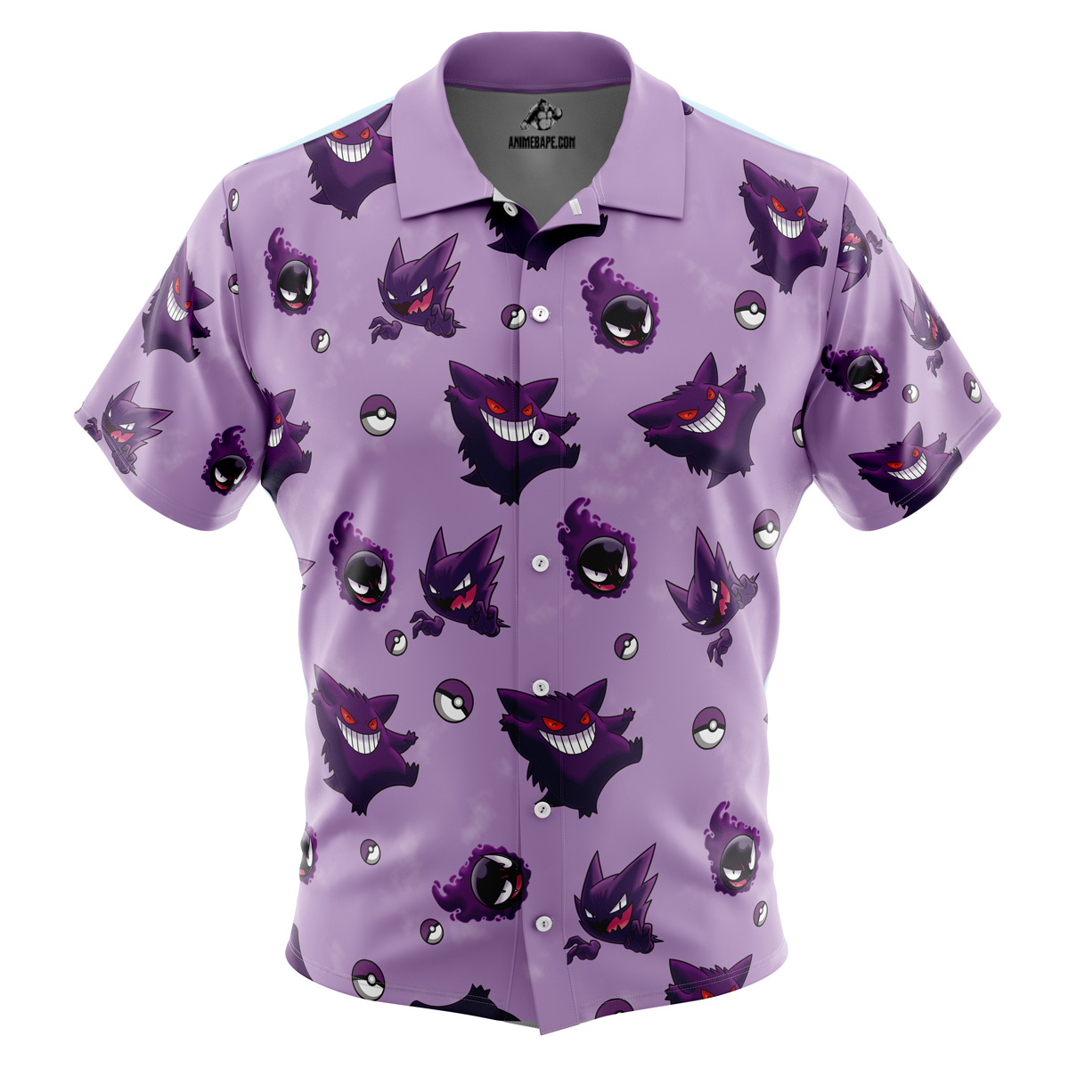 Pokemon Gengar Pattern Button Up Hawaiian Shirt