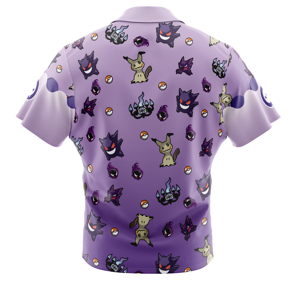 Pokemon Ghost Type Pattern Button Up Hawaiian Shirt