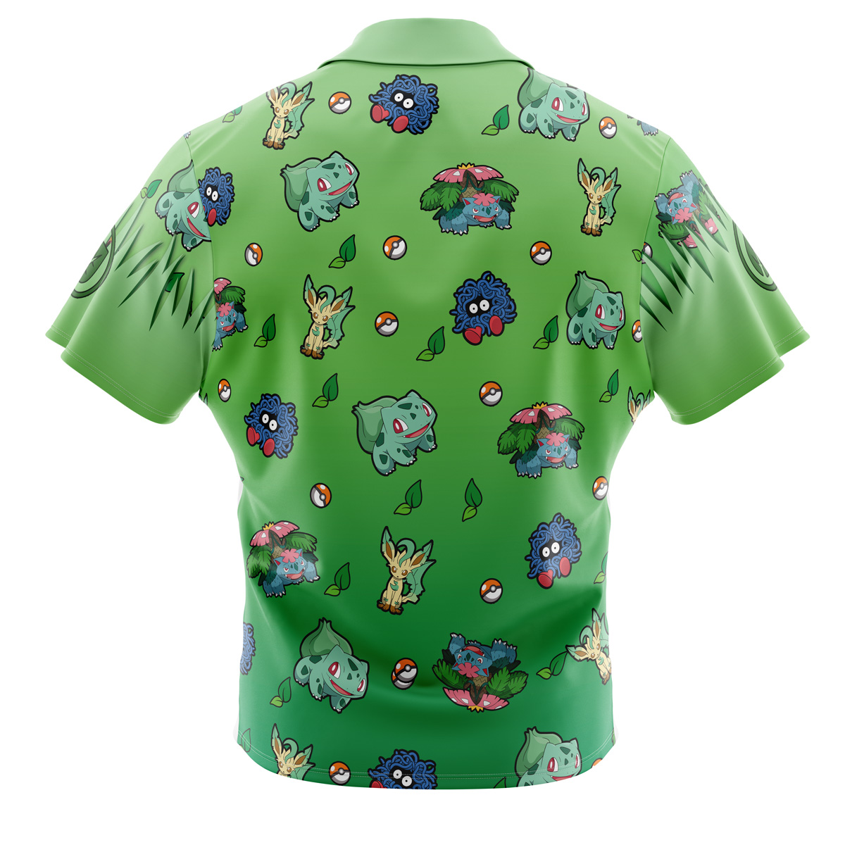 Pokemon Grass Type Pattern Button Up Hawaiian Shirt