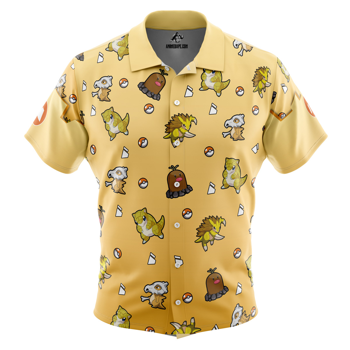 Pokemon Ground Type Pattern Button Up Hawaiian Shirt