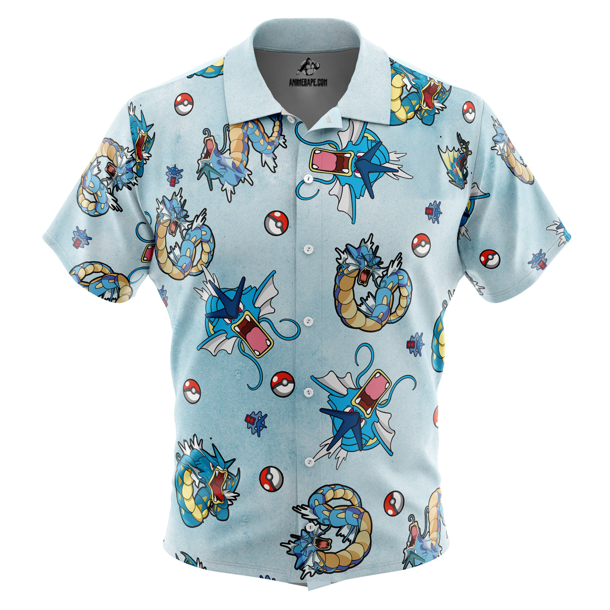 Pokemon Gyrados Pattern Button Up Hawaiian Shirt
