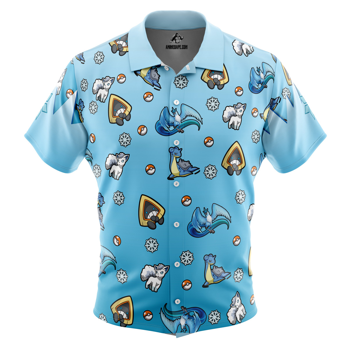 Pokemon Ice Type Pattern Button Up Hawaiian Shirt