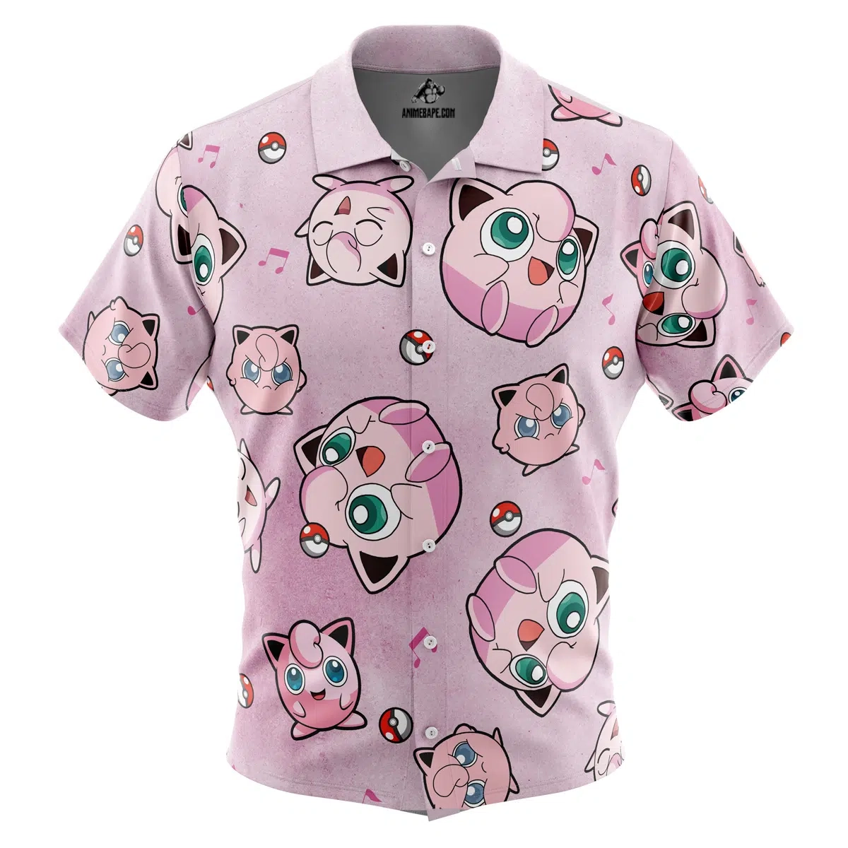 Pokemon Jigglypuff Pattern Button Up Hawaiian Shirt