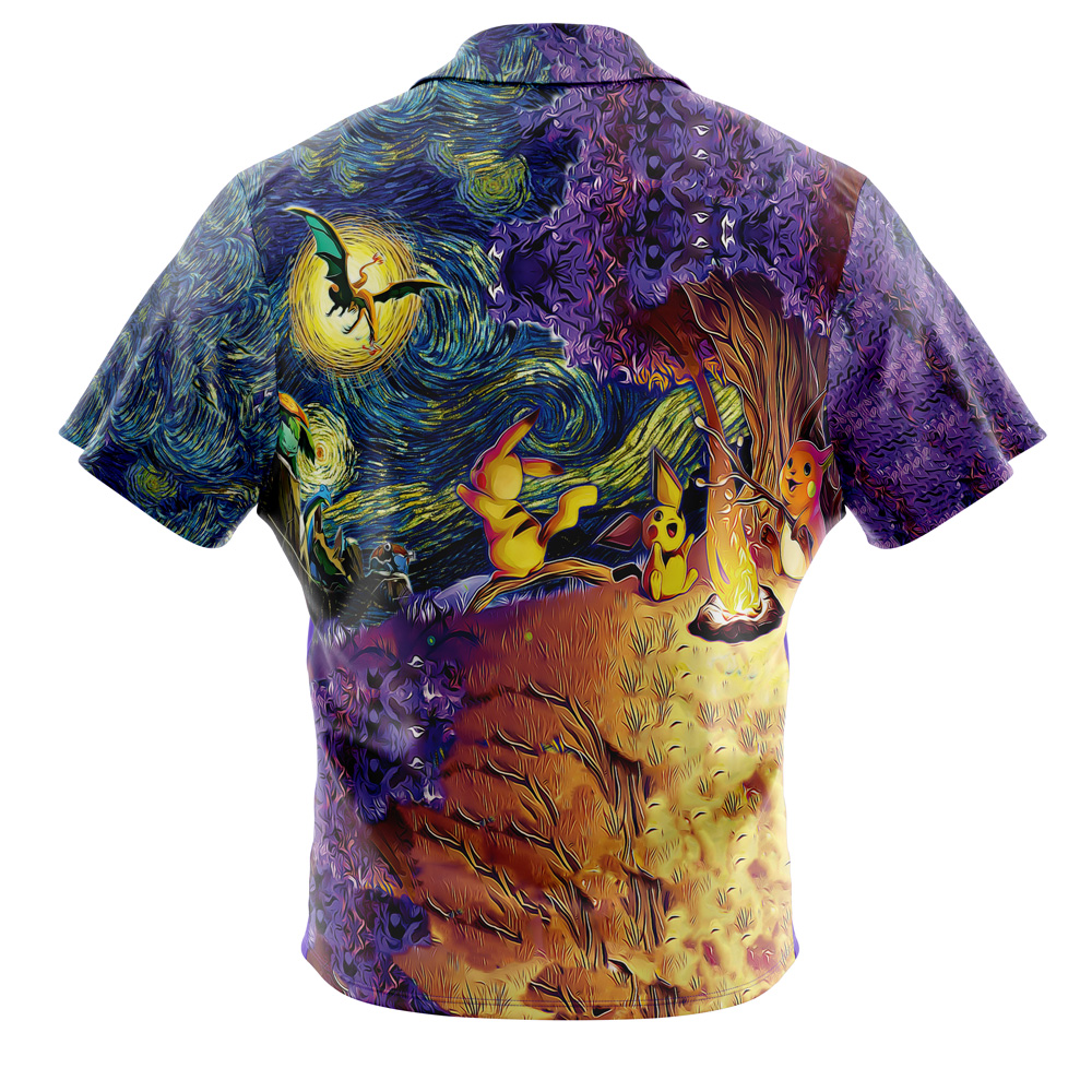 Pokemon Starry Night Campfire Button Up Hawaiian Shirt