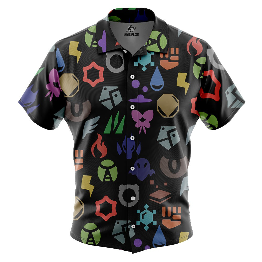 Pokemon Symbols Button Up Hawaiian Shirt