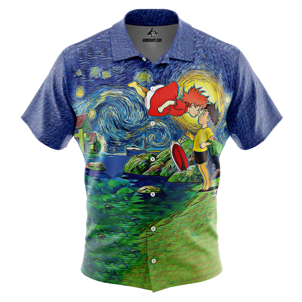 Ponyo Starry Night Button Up Hawaiian Shirt