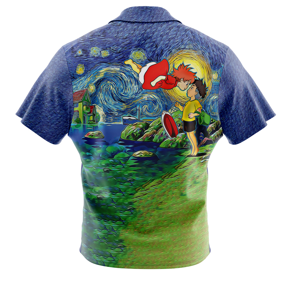 Ponyo Starry Night Button Up Hawaiian Shirt