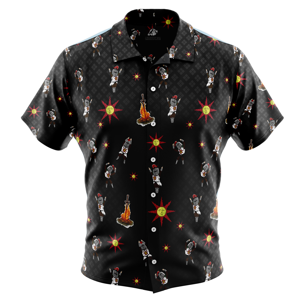 Praise The Sun Pattern Dark Souls Button Up Hawaiian Shirt 2