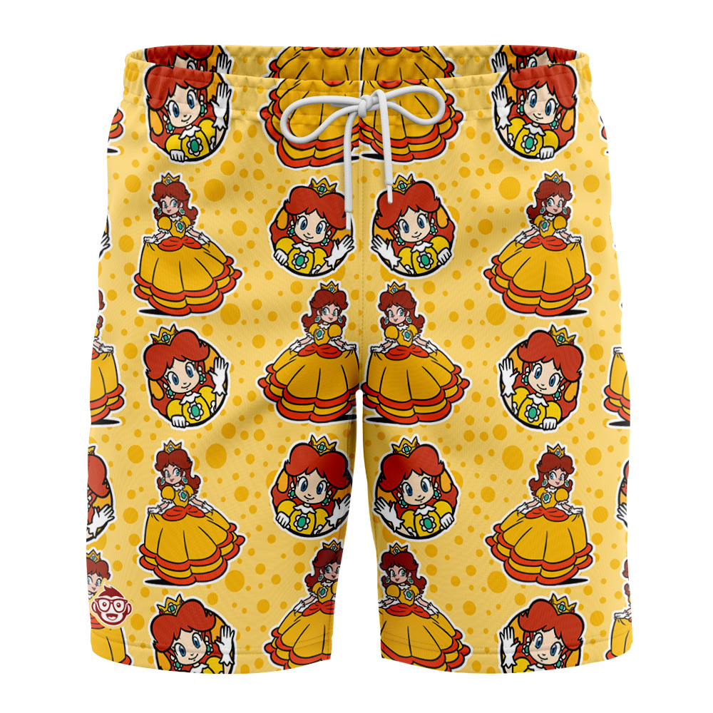 Princess Daisy Mario Bros Board Shorts Swim Trunks
