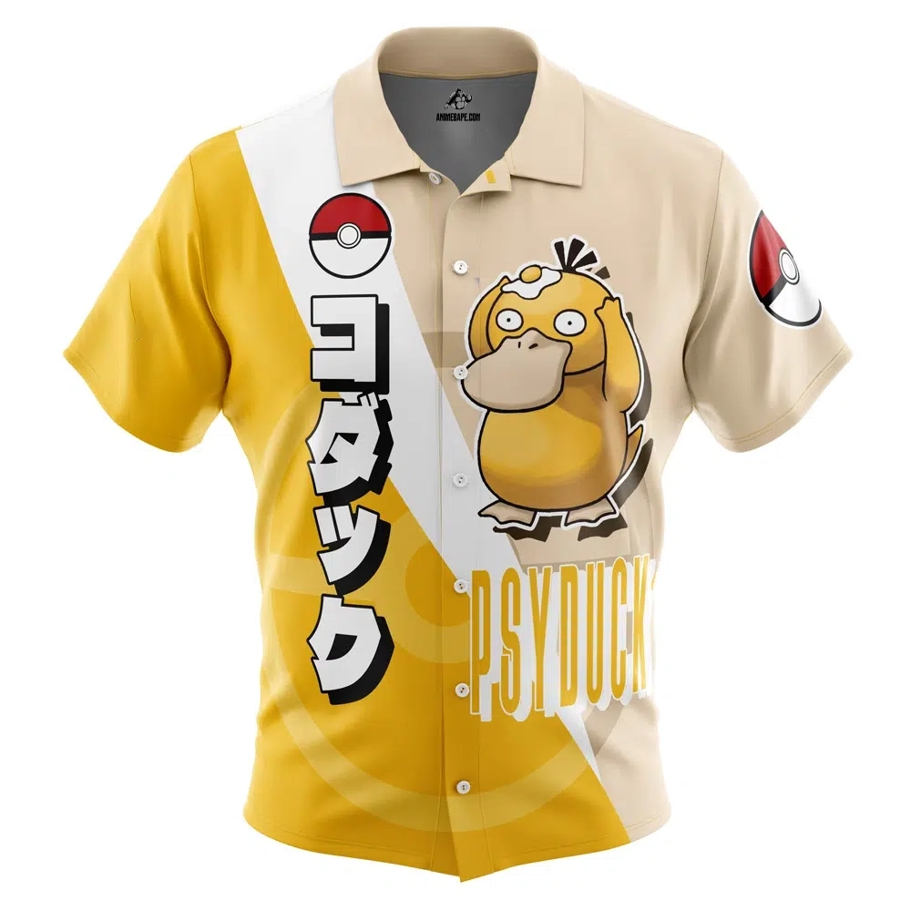 Psyduck Pokemon Button Up Hawaiian Shirt