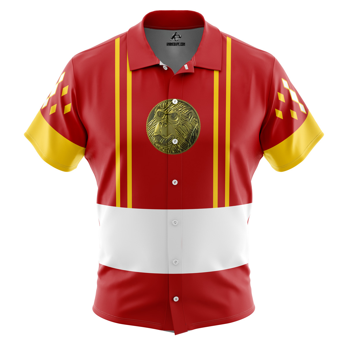 Red Ranger Ninjetti Mighty Morphin Power Rangers Button Up Hawaiian Shirt