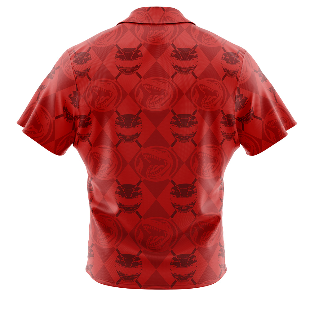 Red Ranger Pattern Power Rangers Button Up Hawaiian Shirt