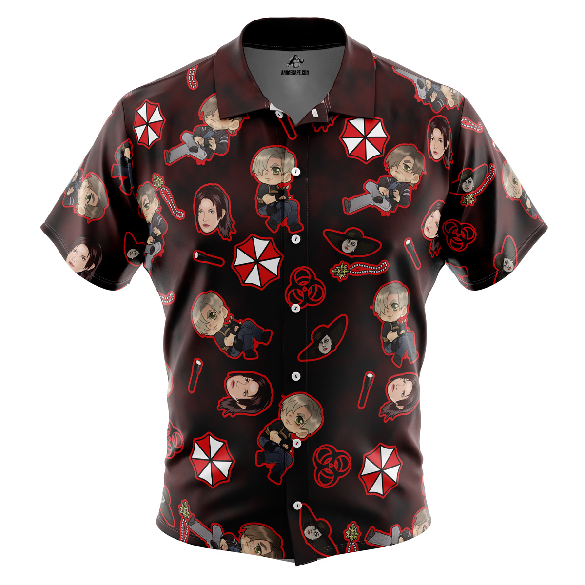Resident Evil Pattern Gaming Button Up Hawaiian Shirt