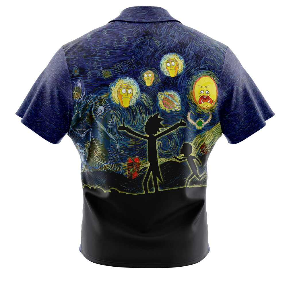 Rick and Morty Starry Night Button Up Hawaiian Shirt