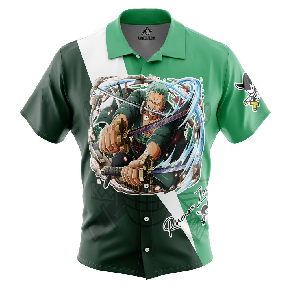 Roronoa Zoro One Piece Pirates Button Up Hawaiian Shirt