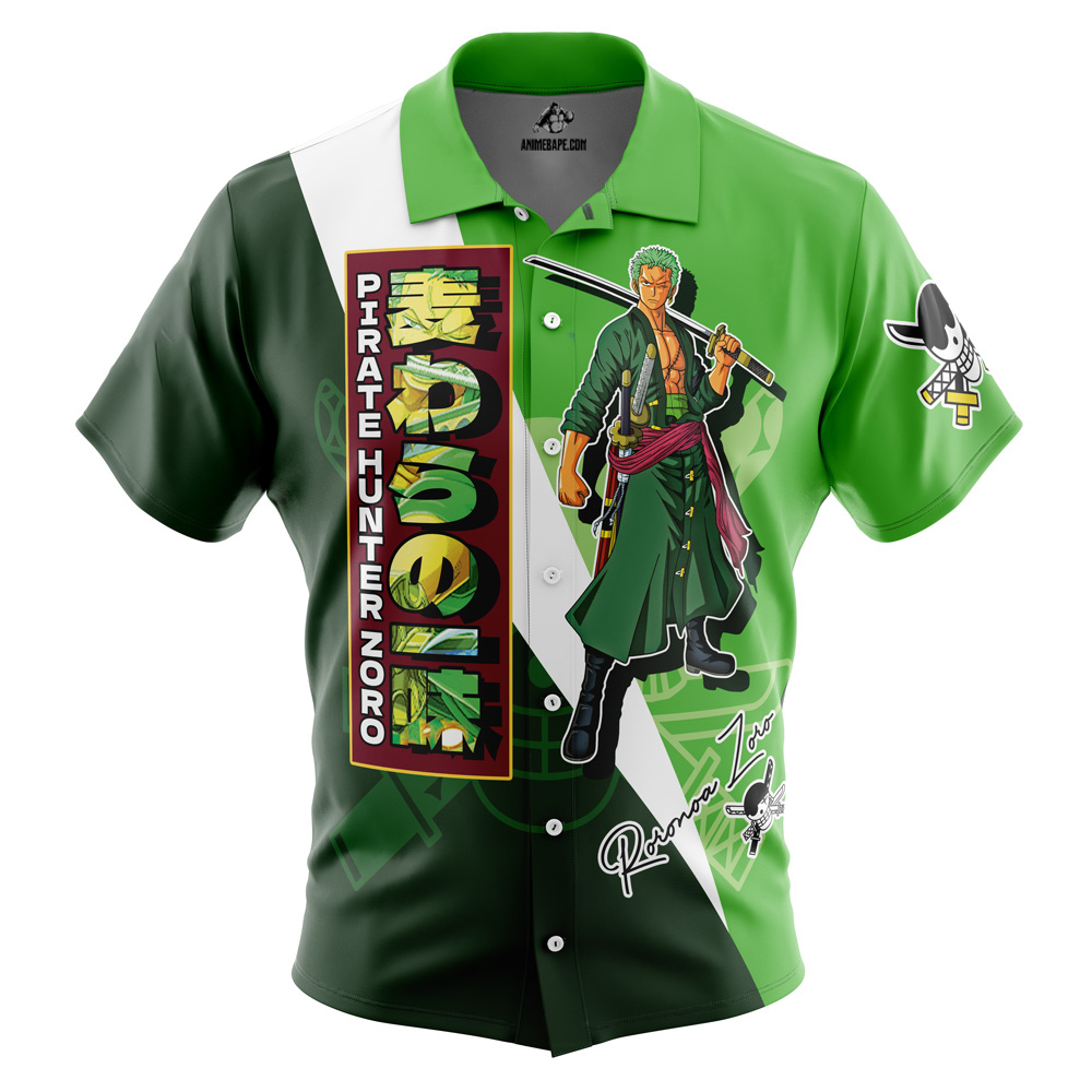 Roronoa Zoro V2 One Piece Pirates Button Up Hawaiian Shirt