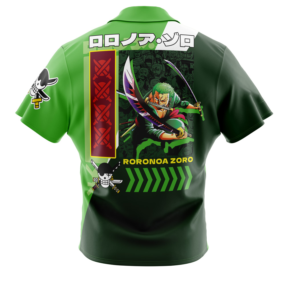 Roronoa Zoro V2 One Piece Pirates Button Up Hawaiian Shirt